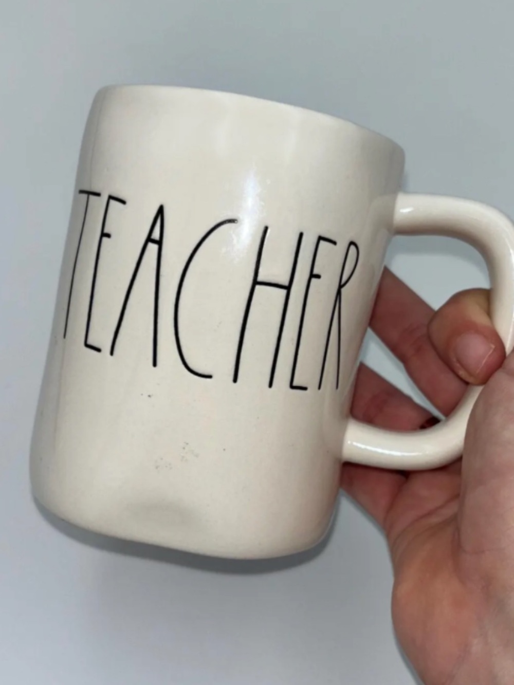 Rae Dunn "TEACHER" Artisan Collection Cream Ceramic Mug